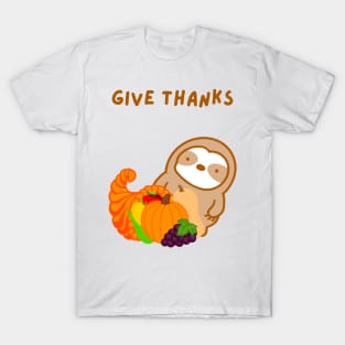 Thanksgiving Give Thanks Sloth T-Shirt